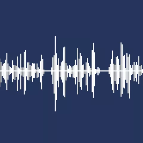 Abstract white waveform against a blue background